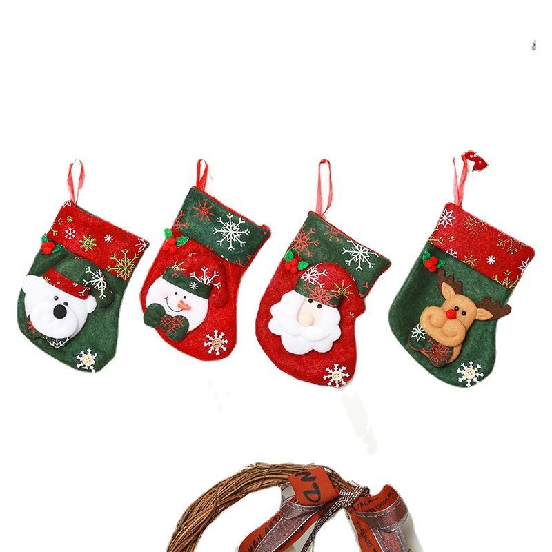 Christmas Gift Bag, Christmas Tree Decoration Pendant, Santa Claus Retro Socks, Christmas Cartoon Small Size Sock Ornaments