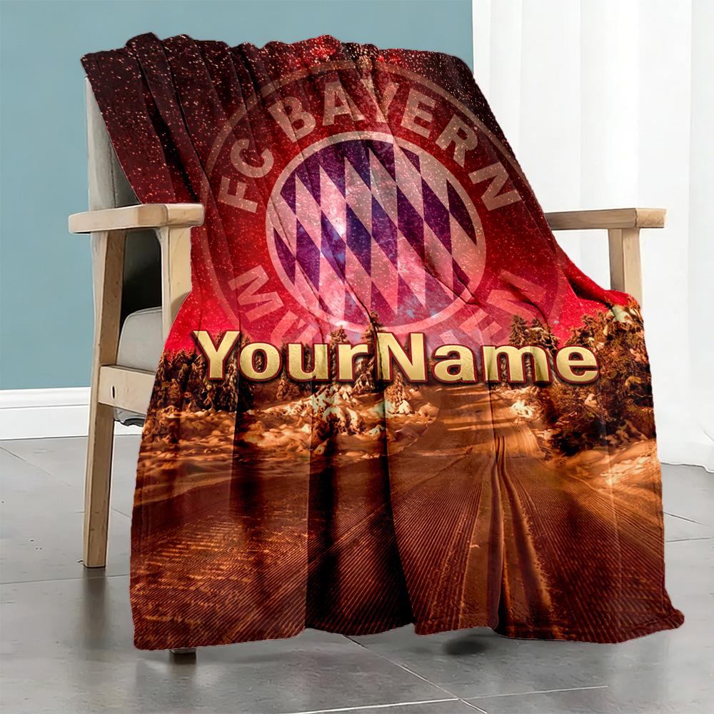 Fc Bayern München 11 Personalized Text Blanket Cozy Personalized Blanket Durable Comfort Great for Bed Bedding Chair Home Decor