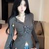 Oversize Vneck Tshirt For Women With Embroidery And Raglan Sleeves For Fall Winter Fashion