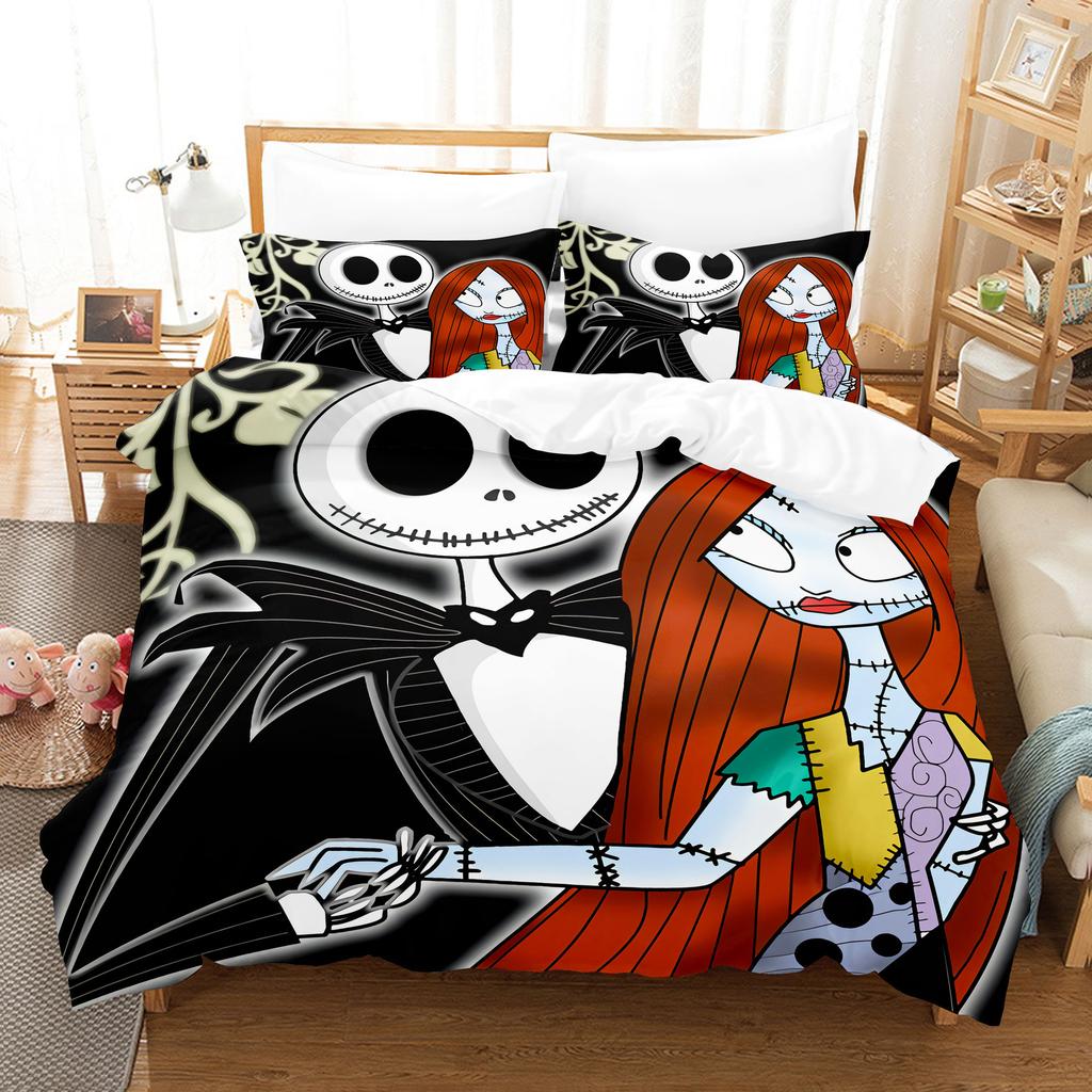 Animation Cartoon Digital Printing Bedding Christmas Eve Fright Polyester Cotton Microfiber Duvet Set Three-Piece Set