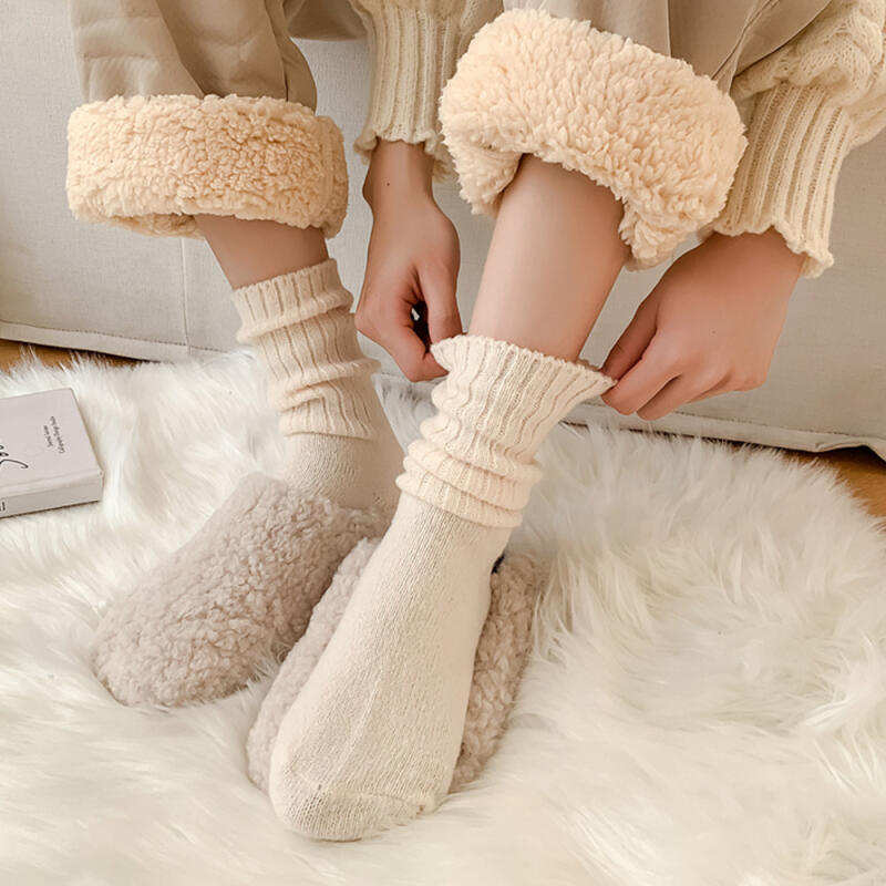 Muji Golji Warm Wool Knit Women's Thermal Fleece Socks