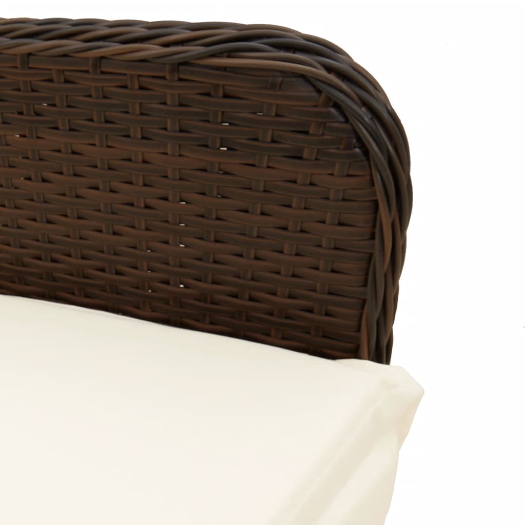 Outdoor Lounge Chairs 2 Pcs with Table Brown Poly Rattan