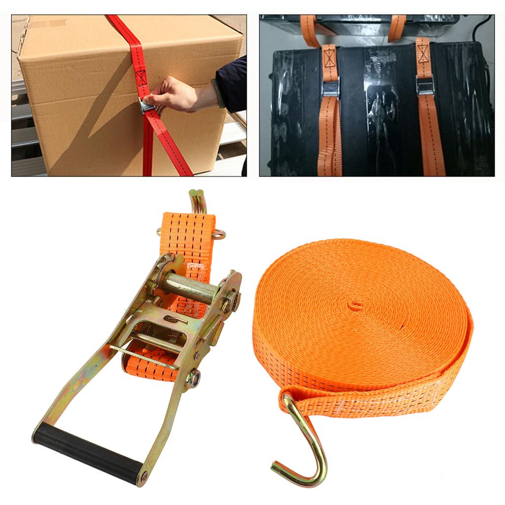 15M Car Tie Down Straps Heavy Duty 6613.86 Lbs Strength Double Row Hooks Fastening Straps Tightener for Truck Trailer Cargo Bundling