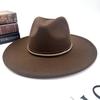 Wind Monochrome Men'S And Women'S Belt Hats, Simple Woolen Flat Brim Big Edge Jazz Hats
