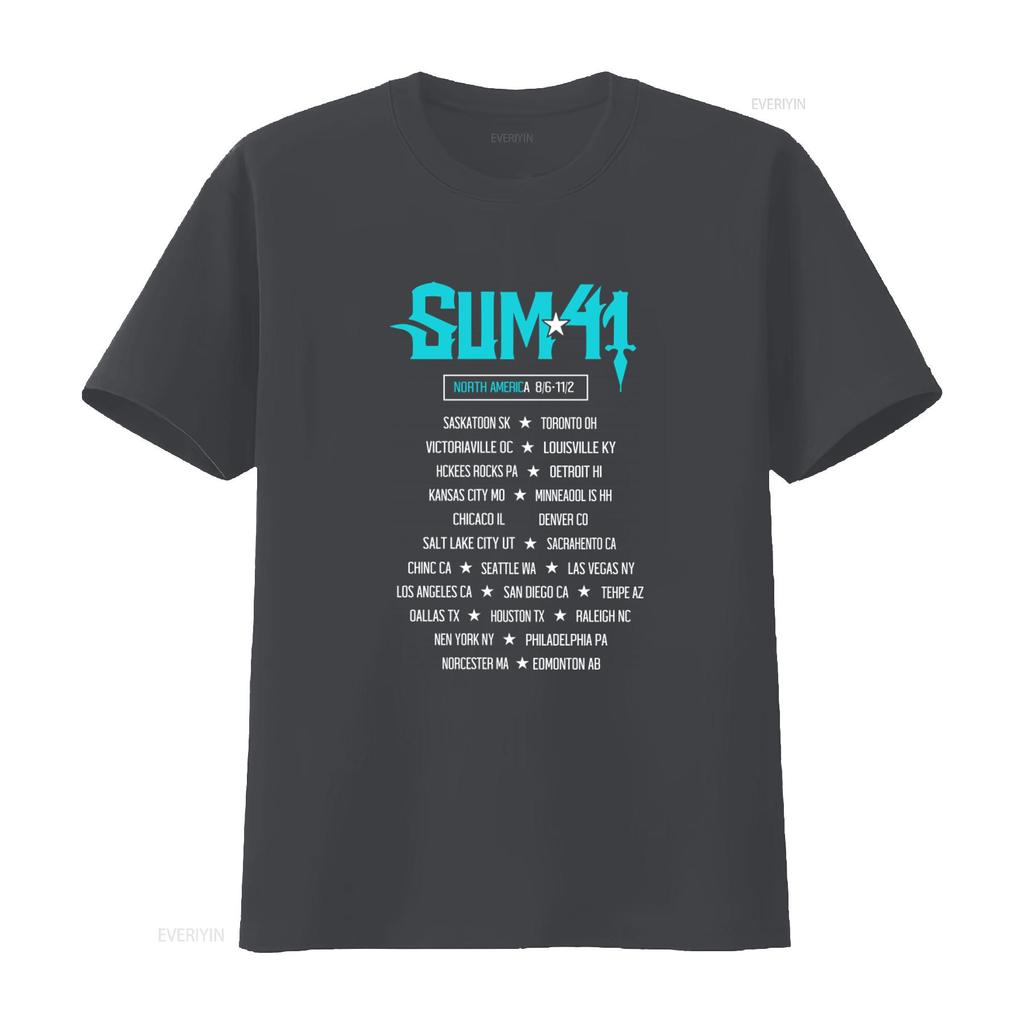 Sum 41 North America Tour Blue Demon Mens T Shirt vintage Washed streetwear Unisex Stretched Slightly Versatile graphic