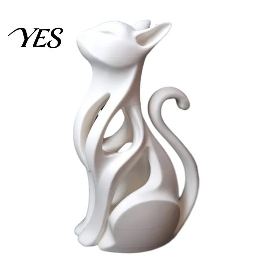 Desktop Cat Decor 3D Printed Hollow Figurine, Modern Abstract Sitting Kitten Statue, Artistic Design Animal Sculpture for Home Decoration, Gift Lovers