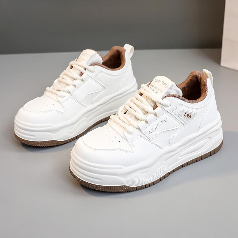

[Customized] ZY1027 new thick-soled heightening little white shoes for women s 2025 spring and summer splicing round head casual women s shoes 40
