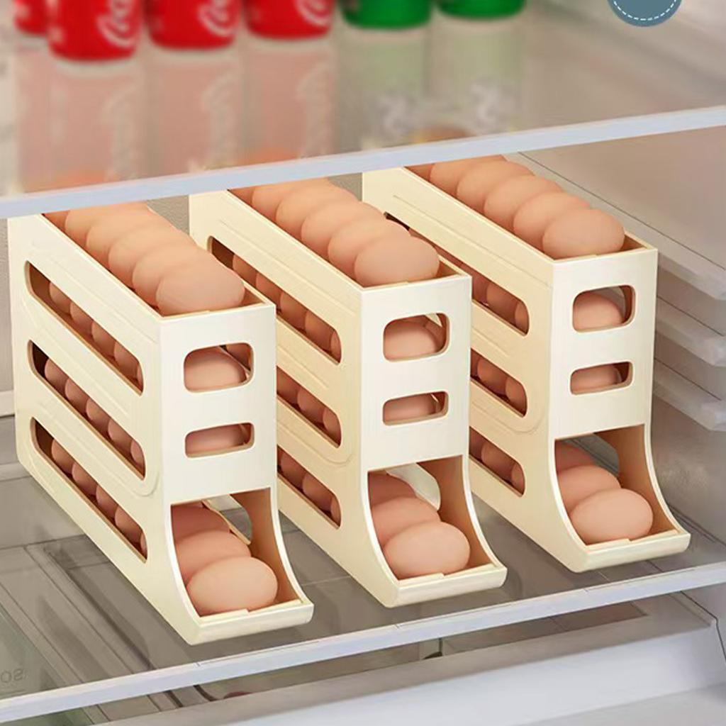 Shelves for Eggs Refrigerator, 4 Levels, and a Dispenser of Eggs  Organizer Egg the Refrigerator Rolling Machine for Kitchen