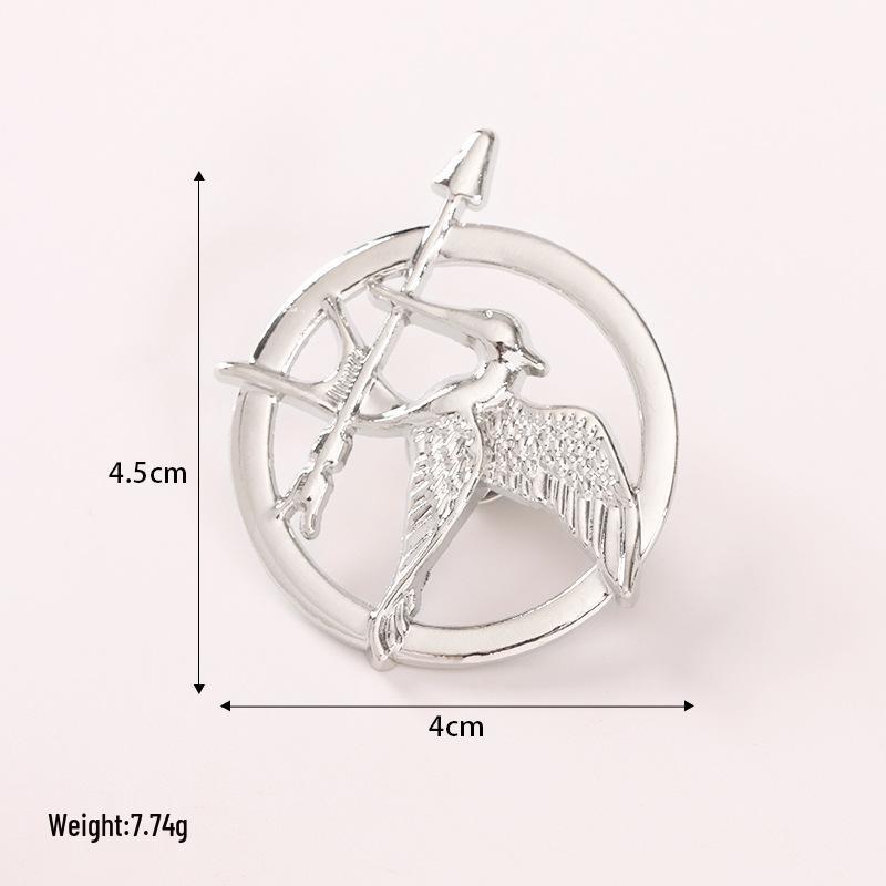 2024 Mockingbird Retro Metal Brooch - European & American Style, Versatile Round Alloy Jewelry.