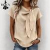 Women's Fashion Casual Summer Spring Solid Color Print Short Sleeve Blouses & Shirts