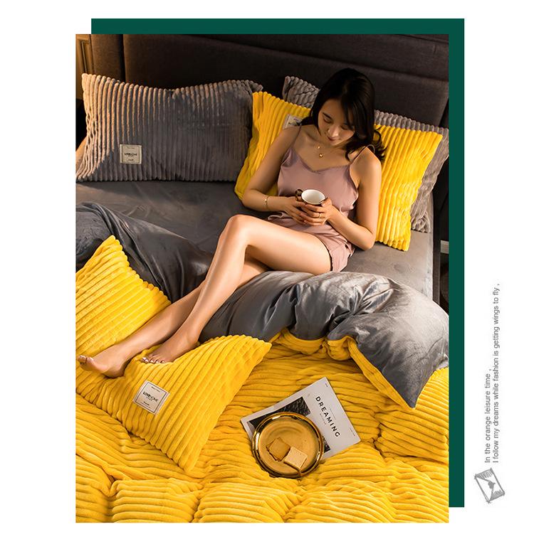 2025 Hřejivá Magická Fleece Mléčný Samet Zimní Ložní Sada - 4dílná Přikrývka a Povlak na Přikrývku