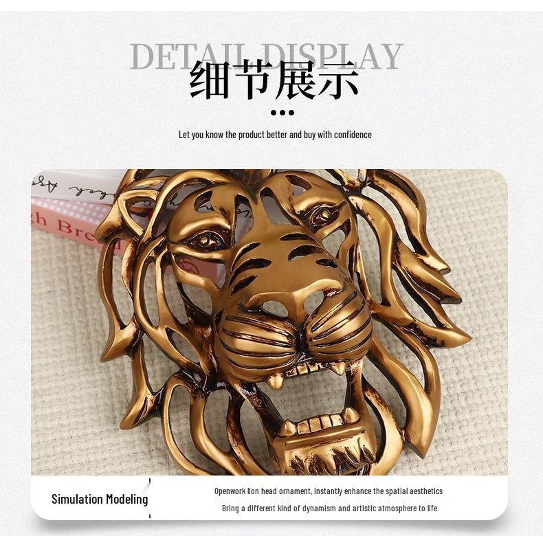 Gold Lion Head Resin Wall Decoration for Outdoor Entrance