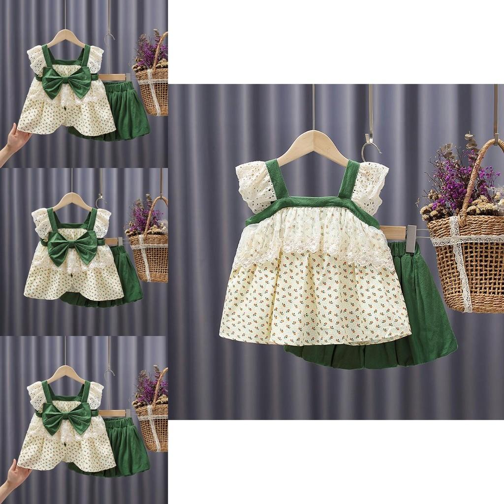 Entzückendes 2023 Mädchen Blumen-Schleifen-Top und Shorts Set für stilvolle Sommer-Outfits