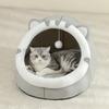 Cartoon Cat Ear Closed Cat Bed Soft Fluffy Warm Pet Nest Dog Mat with Hanging Toy Washable Cat House for Cats & Small Dogs
