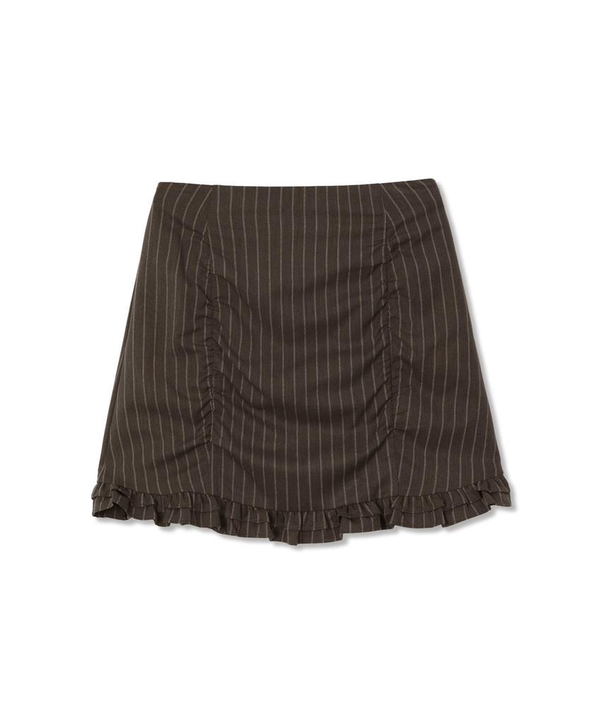 Michikoleondeonkosino Striped Shirred Mini Skirt Chocolate Brown