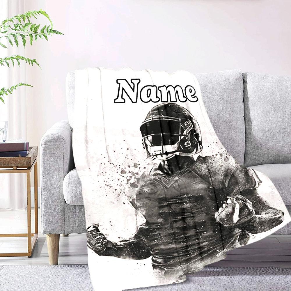 Football Player Home Customize Your Name Blankets Comfortable Soft Lightweight Allseason Multipurpose Blanket For Picnics Sofas Offices Beds Living