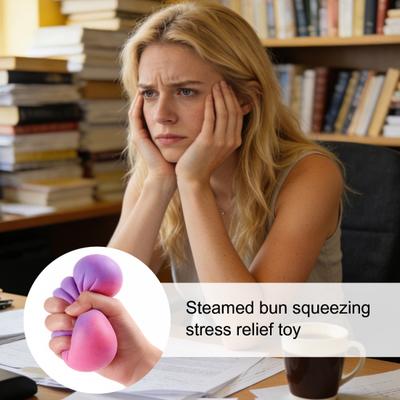Colorful Steamed Bun Toy with Steamer Stress Relief Multicolor Dumpling Squeeze Sensory Toy Stress Ball Simulated Dough Ball Fidget Toy