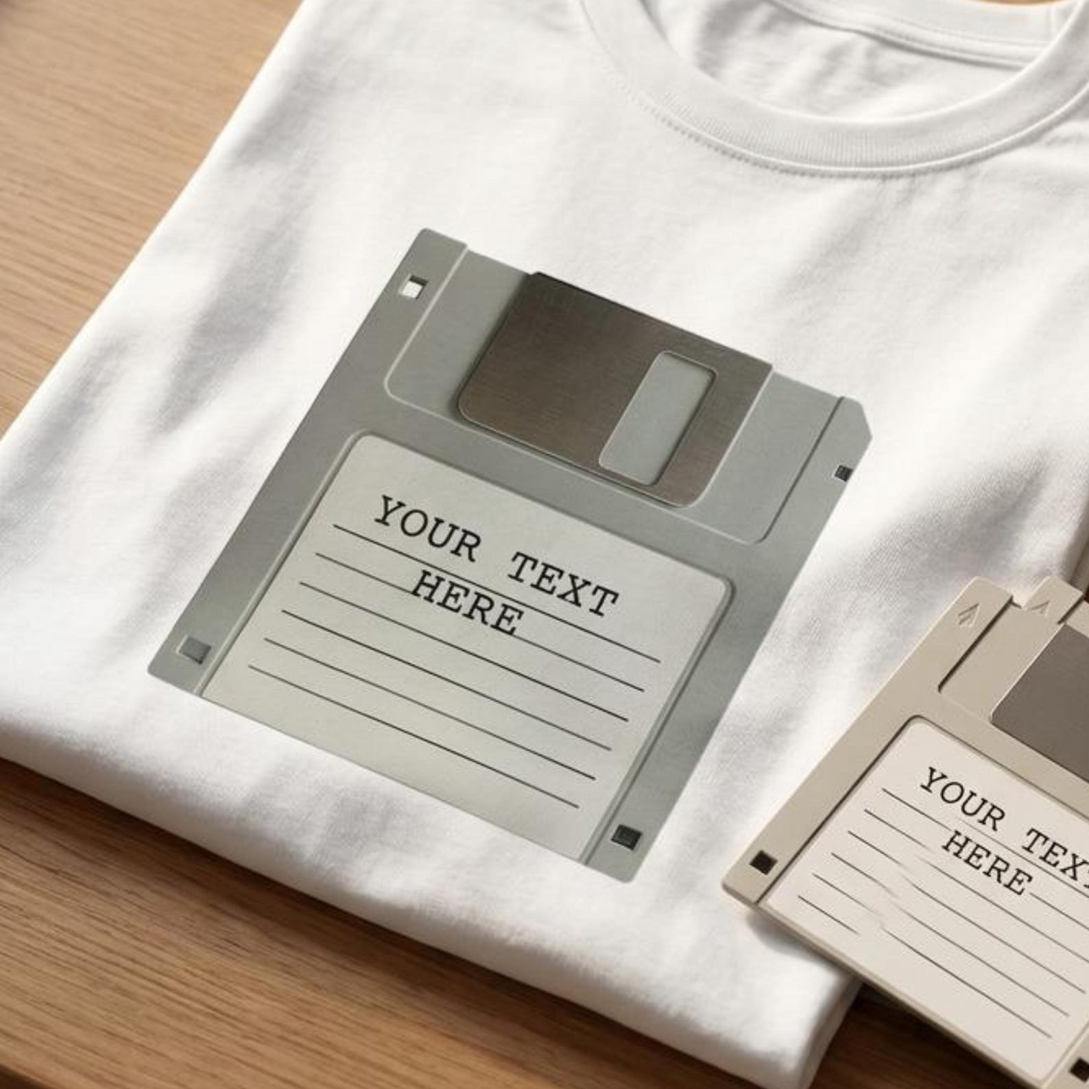 Personalised Floppy Disk T-Shirt | Custom Text Retro Tech Tee | Funny Custom Gift | Programmer Gift | Personalised Nerd Shirt | 90s Gift S