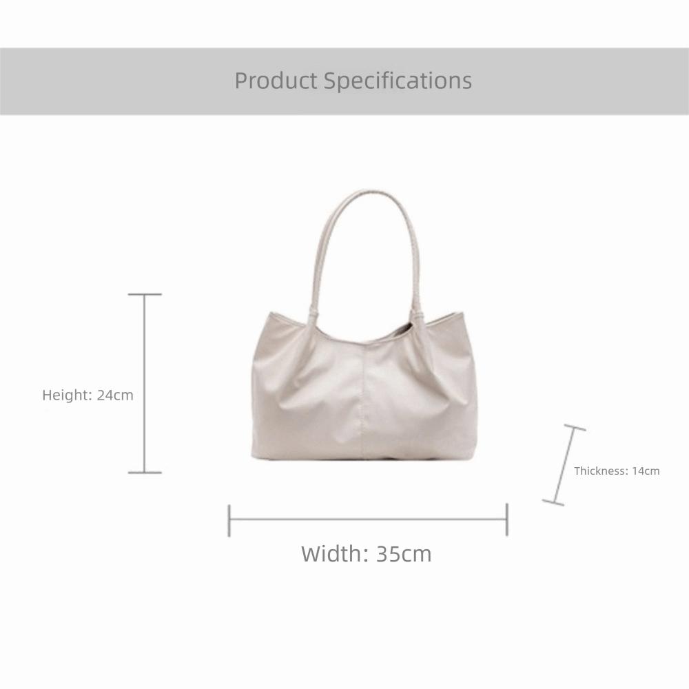 Casual Magnetic Buckle Tote Bag PU Leather Large Capacity Underarm Bag Solid Color Women's Handbag Girl