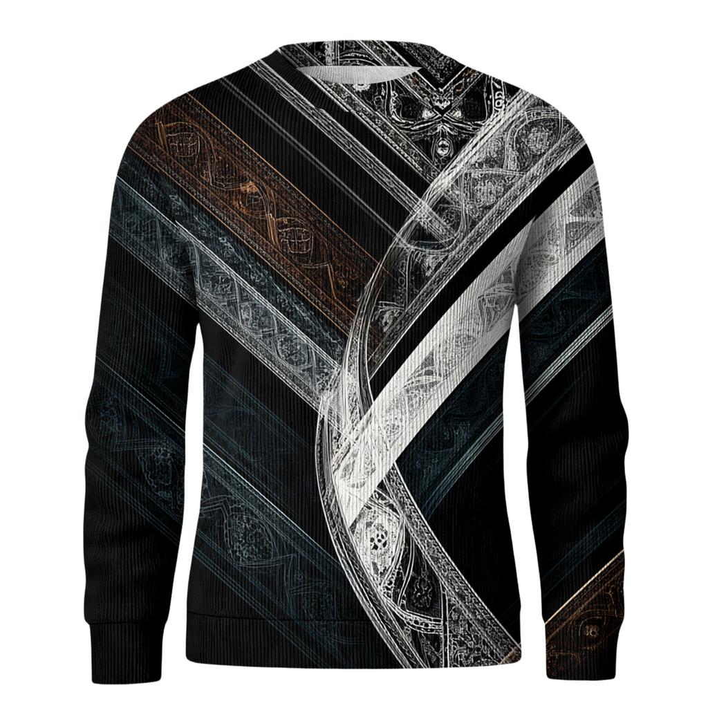 Herren Rundhals Langarm Rippstrick Pullover