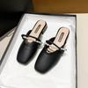 Baotou half slippers female summer wear thick heel temperament fairy evening wind pearl word with Mary Jane single shoes cool slippers