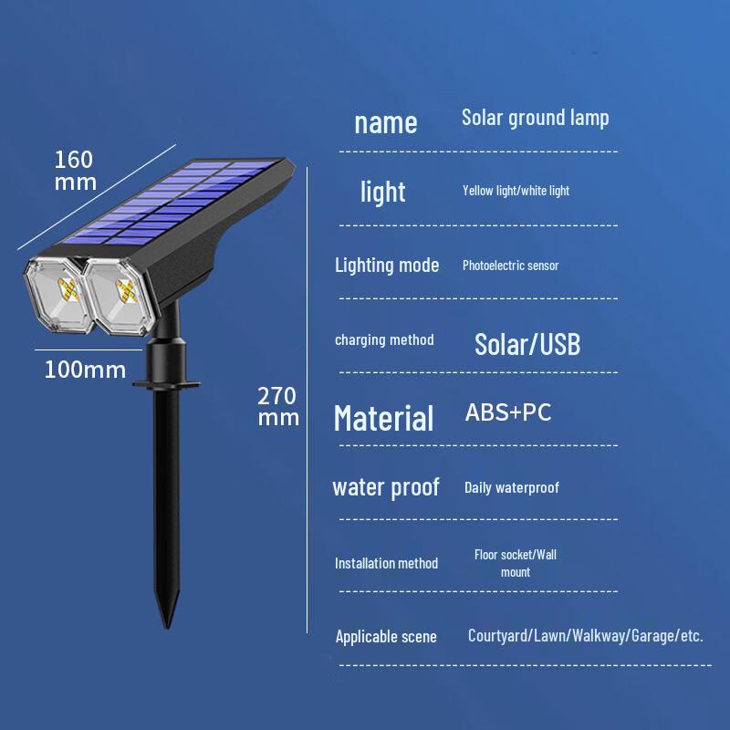 NuFeng Dual-Head Solar Garden Spotlight