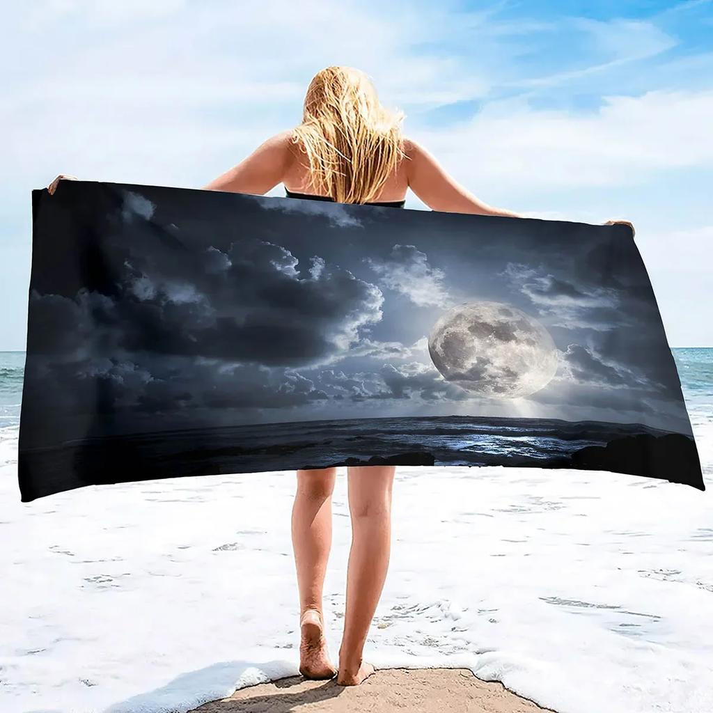 Beach Towel Moon Quick Dry Towel Sand Proof Beach Towels Super Absorbent for Travel Pool Swimming Bath Camping Yoga Gym Sports