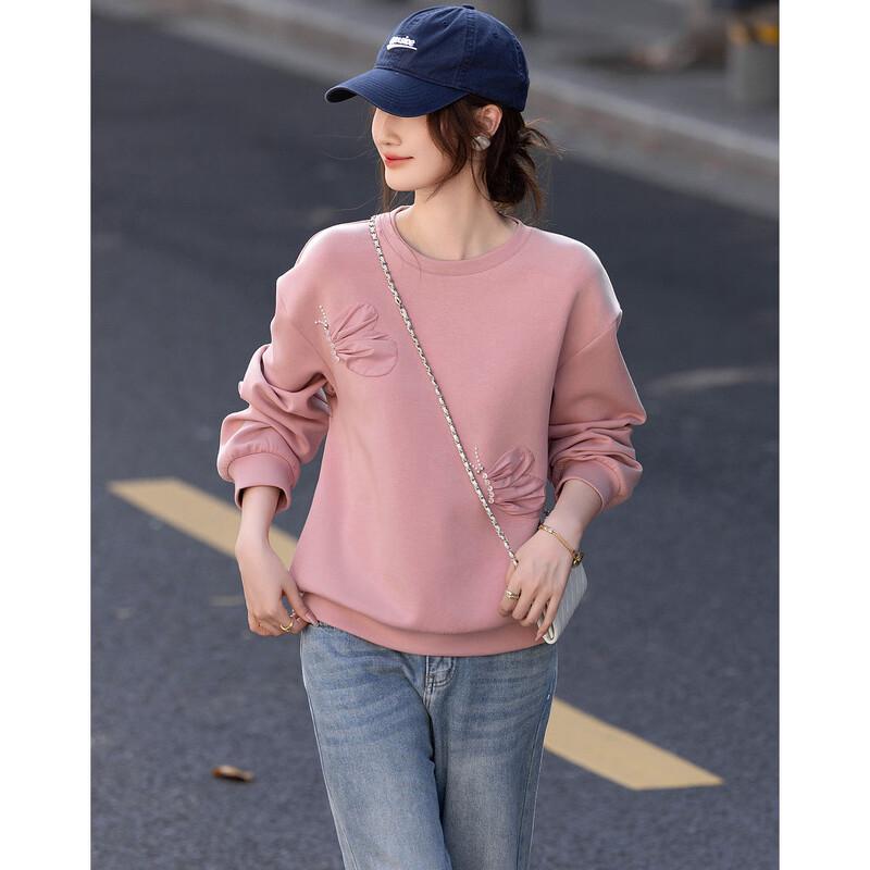 Demana Spring 3D Butterfly Appliqué Beaded Air Layer Sweatshirt