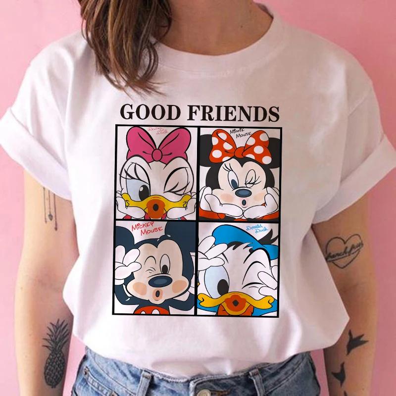 Disney Funny Mickey Tshirt Minnie Mouse Cartoon T-shirt Printing Women Tshirt Female Clothes Kawaii Summer Girls Clothing
