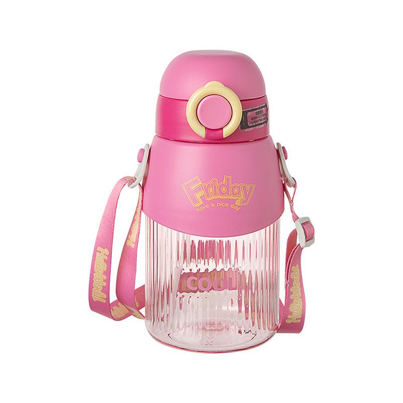 

630Ml Large Capacity High Value Girls Backpack Water Bottle Straw Cup Leakproof And Drop-Proof Out To Work And School Travelling красный