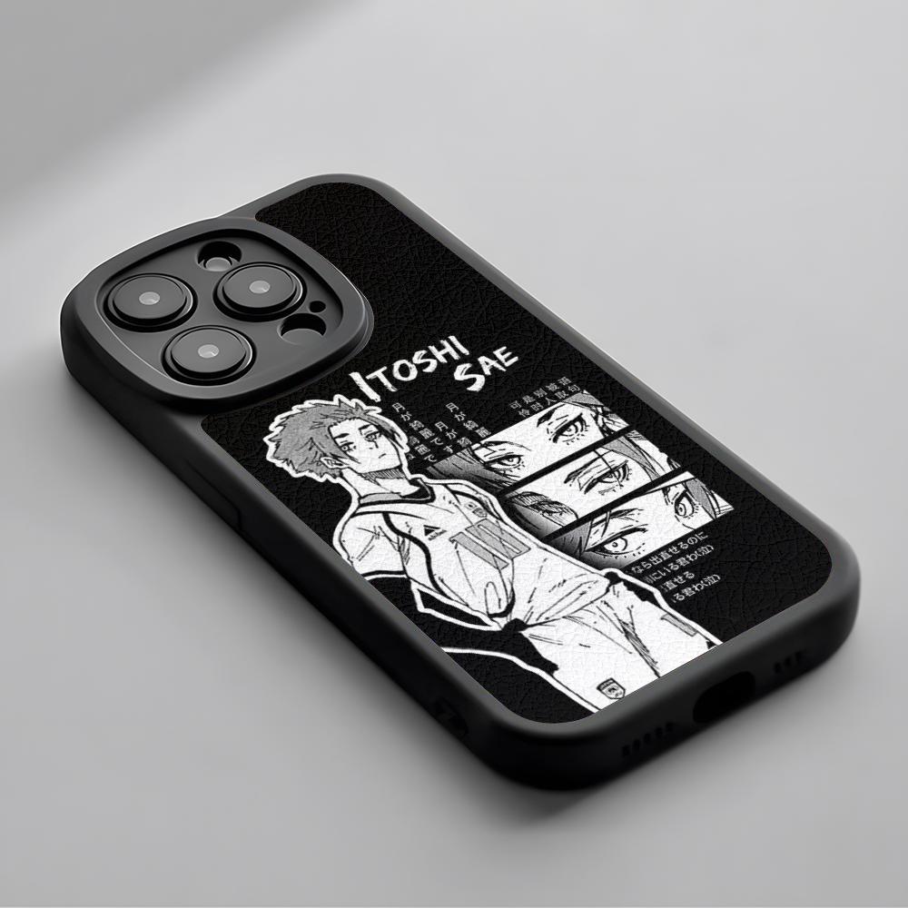 

Sae itoshi cool anime man pattern Phone Case For iPhone 16 15 14 13 12 11 Plus Pro Max High-end Lambskin Silicone Cover black iPhone 15