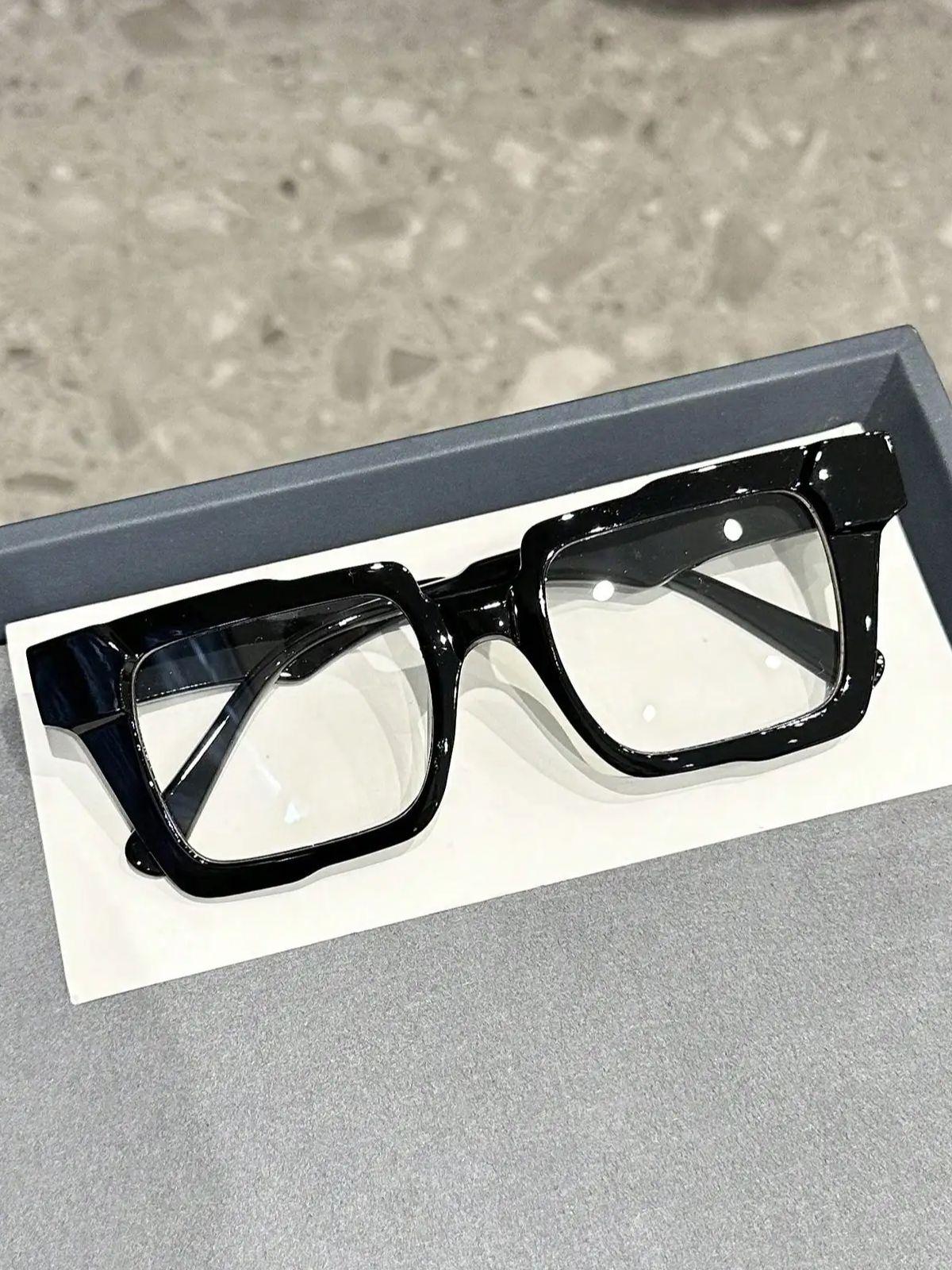 

1PC Classic Trendy Square Plastic Frame Women Clear Glasses For Take Photo Men Daily Life Cool Eyeglasses Clothing Accessories.