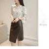 Korean Fashion Autumn Women's Solid Color Zipper Asymmetrical High Waist Split Slim Bag Hip Mid-length A-line PU Leather Skirt