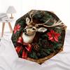 Christmas Deer Wreath with Poinsettias and PineconesUmbrellaPortable 3-Fold Compact Umbrella for Men & Women Gift