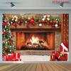 1Pcs Christmas Fireplace Theme Decoration Background Bedroom Backdrop Decorations For Photo Studio Photo Booth Christmas Party