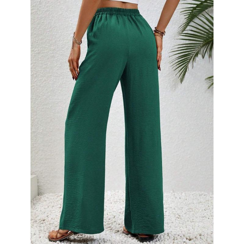 Women's Casual French Comfortable Straight Leg Wide Leg Pants with Pockets for Women
