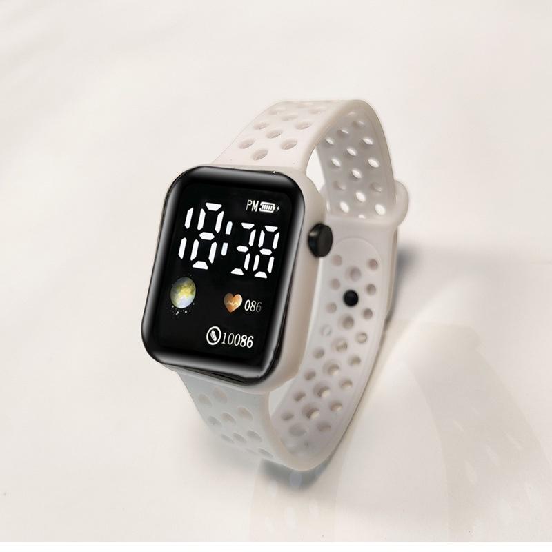 C1-3 Wasserdichte Studenten-Sportuhr mit modischer Regenbogen-Schriftanzeige