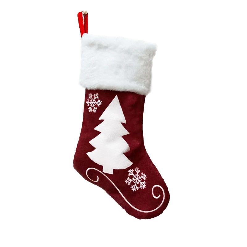 Cute Christmas Stockings Socks Fireplace Hanging Stockings Plush Personalized Home Party Decoration with Snowman Santa Elk Bear