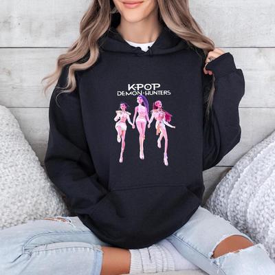 Damska Nowość Moda K-POP HUNTRX Nadrukowana Bluza z Kapturem Unikalna Damska Odzież Uliczna Harajuku Cool Sportowa Bluza Top