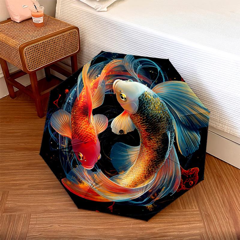 1 PC Automatic Folding Umbrella - Koi Fish Pattern, Portable & Foldable Design with 8 Ribs, Christmas Birthday Gifts