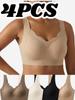 Confezione da 4 Reggiseni Donna Senza Cuciture Senza Ferretto Scollo a V Costine Morbide Comfort Bralette