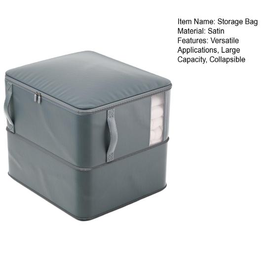 Collapsible Comforter Bag Zippered Self Compression Clothes Storage Bag with Transparent Window Large Capacity Expandable Closet Organizer