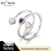 Trendy S925 Sterling Silver Heart-Shaped Ring with Rhinestones