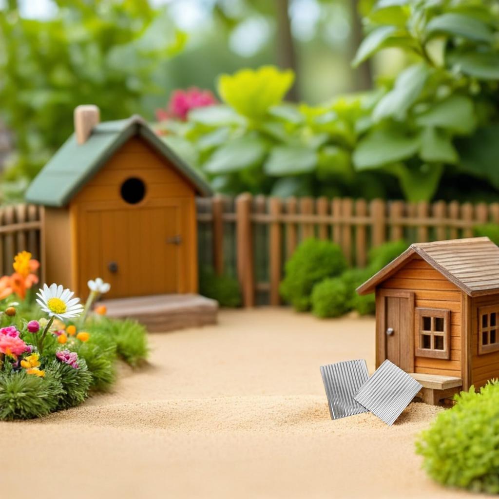 Beaupretty Aluminum Corrugated Roof Panel 8pcs Set - Roofing Material for Mini Dollhouses, Diorama Building Kit, Lightweight Assembly Miniature Roof