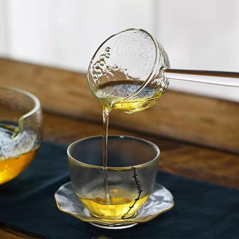 450ml Japanese Style Matcha Hammered Glass Tea Bowl Spoon Dry Brewing Method Green Tea Tea Maker Kung Fu Tea Set