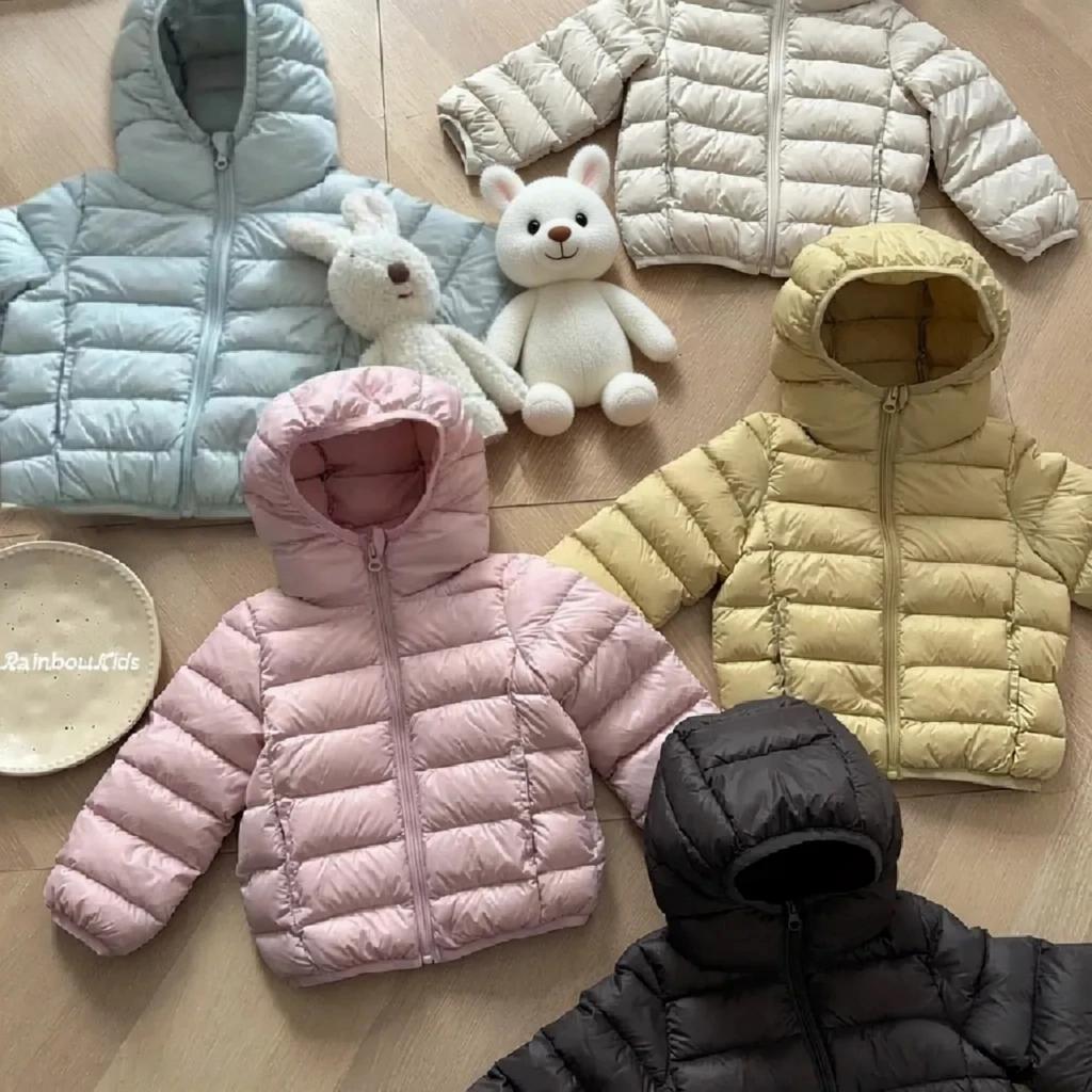 Kids Hooded Puffer Jacket with Zipper Warm Cozy Fall Winter Outerwear for Boys and Girls