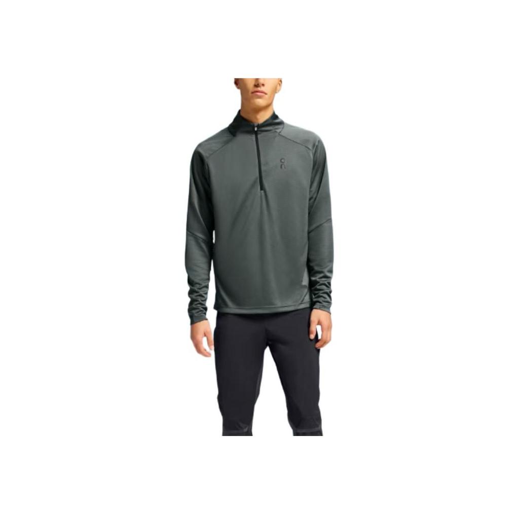 On Climate Logo Embroidered Design Comfortable Moisture-Wicking Warm Lg Sleeve T-Shirt Men T-Shirts Gray 1ME10600427