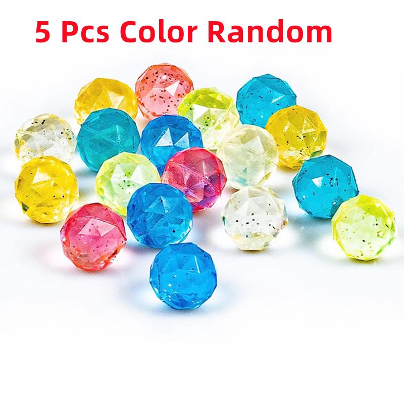 5pcs Fun Diamond Bounce Ball Rainbow Color Children's Elastic Rubber Ball Floating in Water Gemstone Twister Toy Gift