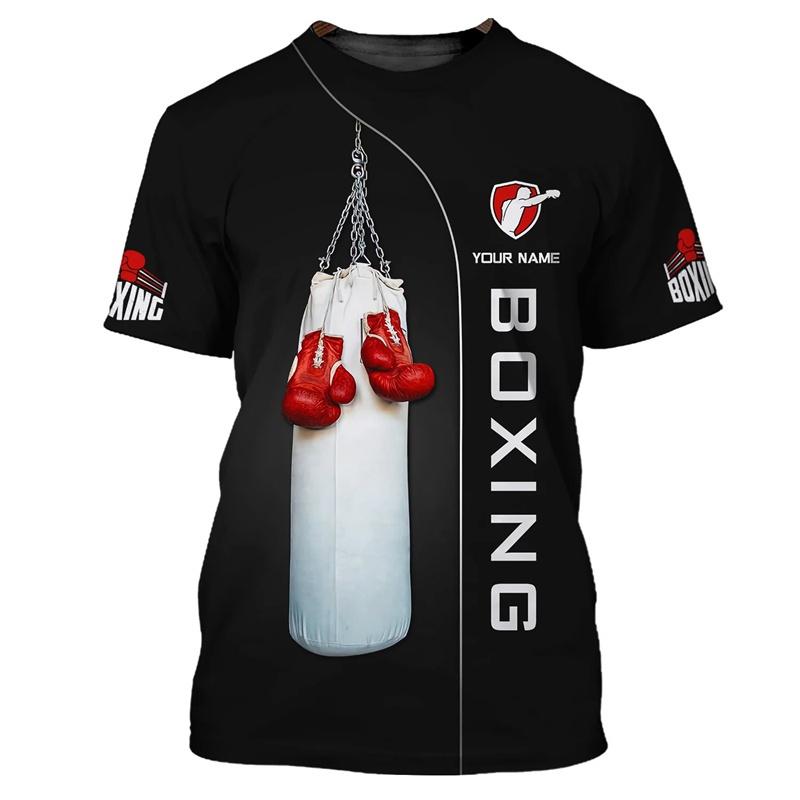 Boxer Uniform Pattern T Shirt For Men Customized Name 3D Printed Short Sleeve Tops Summer Casual Round Neck Loose Tee Shirts