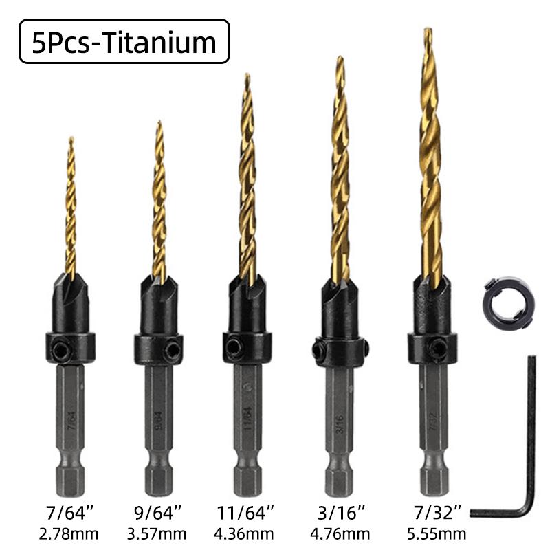 HSS Konik Havşa Matkap Ucu Seti 1/4 "Hex Shank Marangozluk Raybası Durdurma Yaka Vida Deliği Matkap Pah Ağaç İşleme Aletleri